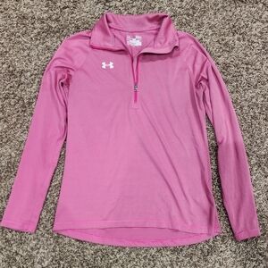Under Armour Womens Stripe Tech 1/4 Zip Loose Pink Size S